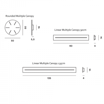 Specification Image for Foscarini Gregg Multiple Ceiling Canopies