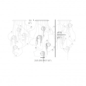 Specification image for Bocci 38 Series Suspension Light