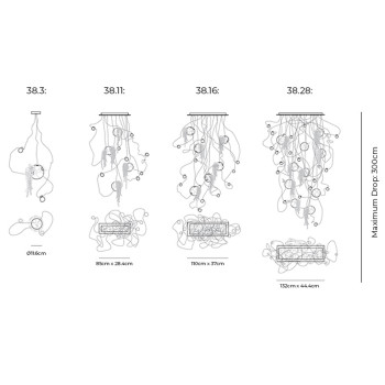Specification Image for Bocci 38 Series Suspension Light