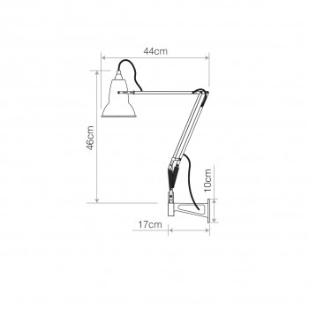 Specification Image for Anglepoise Original 1227 Brass Lamp with Wall Bracket