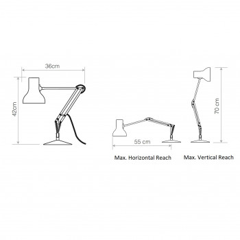 Specification Image for Anglepoise Type 75 Mini Desk Lamp