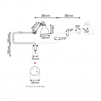 Specification image for DCW éditions Lampe Gras 303 Wall Light