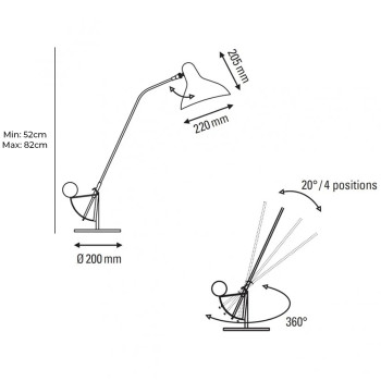 Specification image for DCW éditions Mantis BS3 Table Lamp