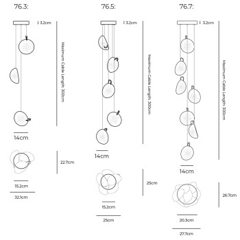 Specification Image for Bocci 76 Series Multi Pendants