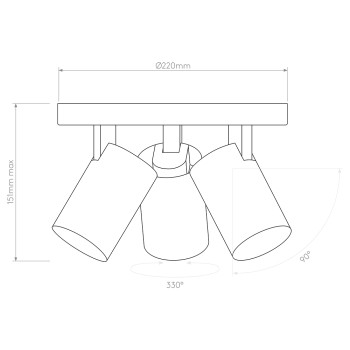 Specification Image for Astro Aqua Triple Round Wall / Ceiling Light