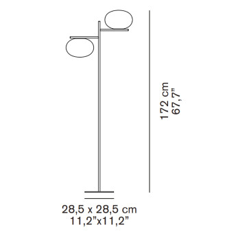 Specification Image for Oluce Alba Double Floor Lamp
