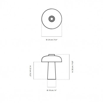 Specification image for Audo Copenhagen Reverse LED Table Lamp