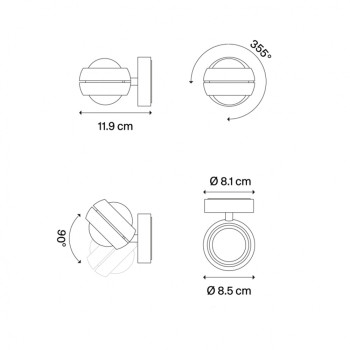 Specification image for Lodes Nautilus Mini LED Wall Light