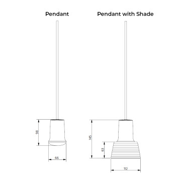 Specification Image for Zero Compose Pendant with Glass Shade