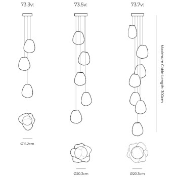 Specification Image for Bocci 73V Series Multi Pendant