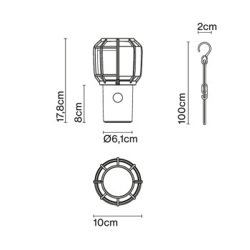 Specification Image for Marset Chispa Outdoor LED Portable Table Lamp