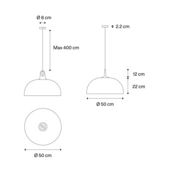 Specification image for Lodes JIM Dome Pendant