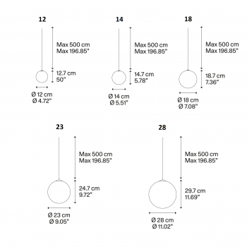Specification image for Lodes Random Solo LED Pendant