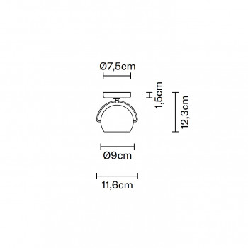 Specification Image for Fabbian Beluga Single Wall/Ceiling Light