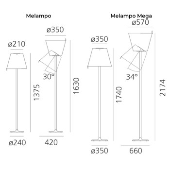 Specification Image for Artemide Melampo Floor Lamp